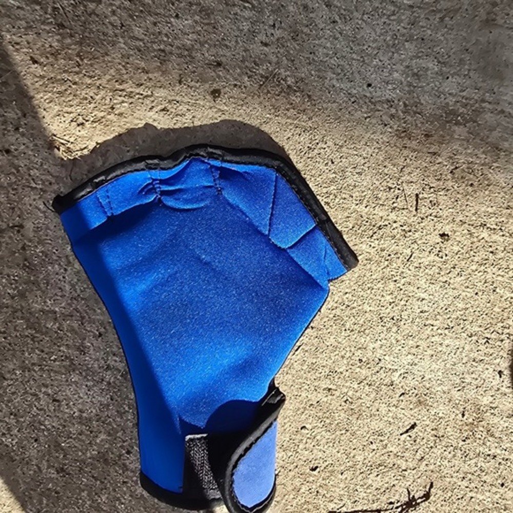 Webbed Swim Gloves Water Aerobics Resistance Small Blue Good Fingerless